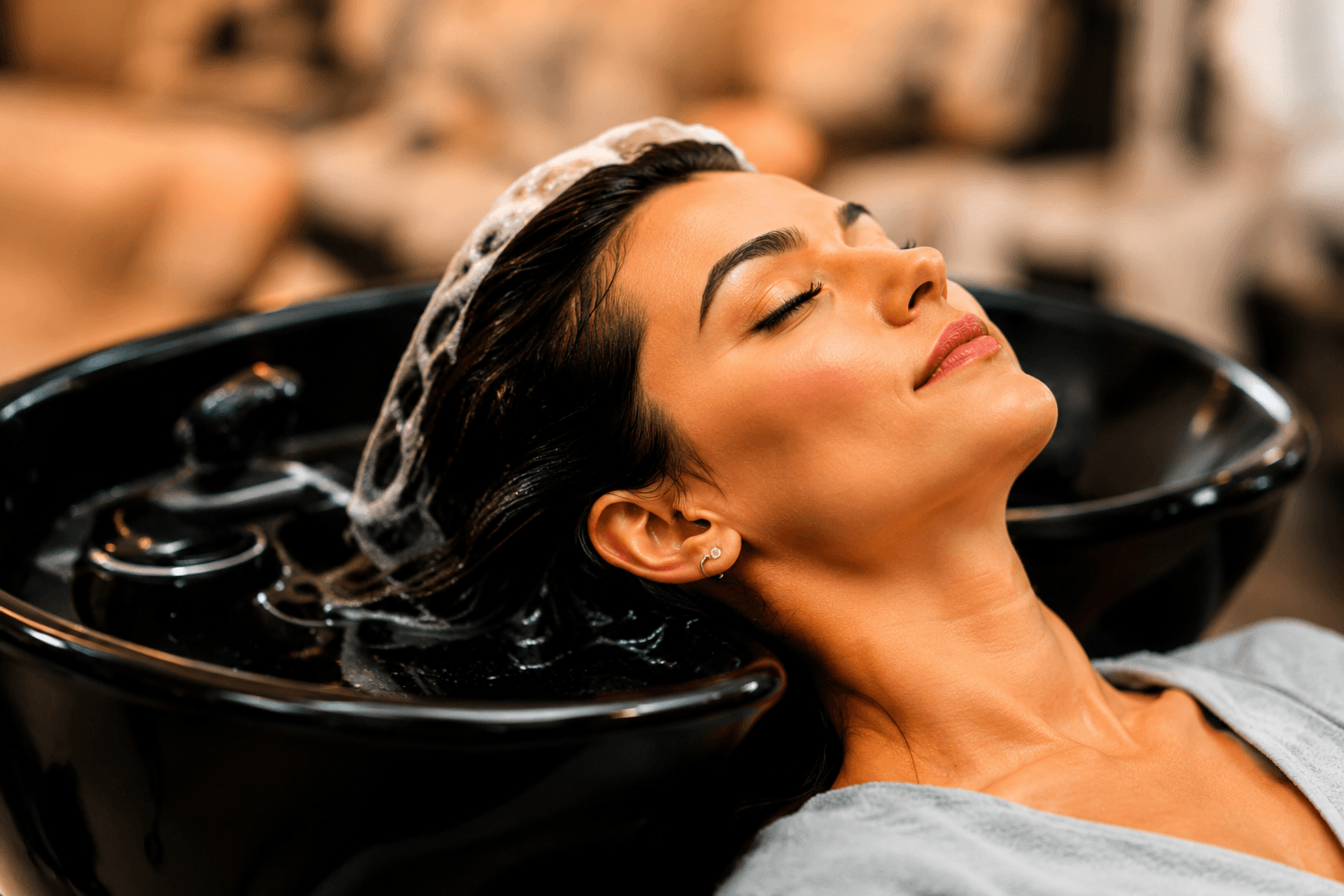 Cliente em atendimento de beleza